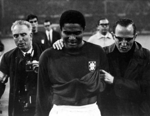 Eusebio in tears after losing to England 2-1 during 1966 world cup