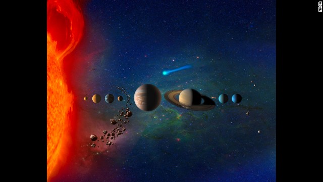 This image shows an artist's impression of the Solar System